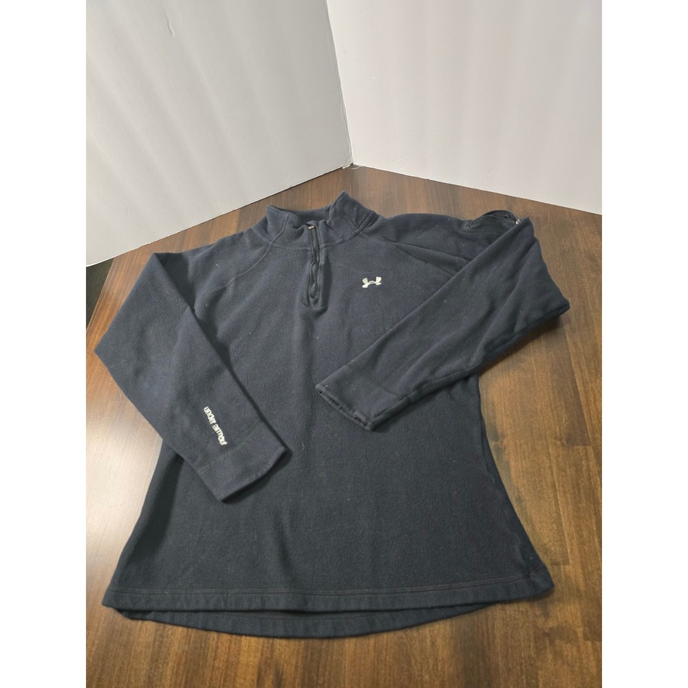 Under Armour Womens Black Fleece Quarter Zip Pullover Sweater Size Medium Pocket